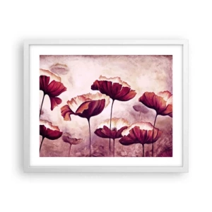 Poster în ramă albă - Fulgi roșii și albi - 50x40 cm