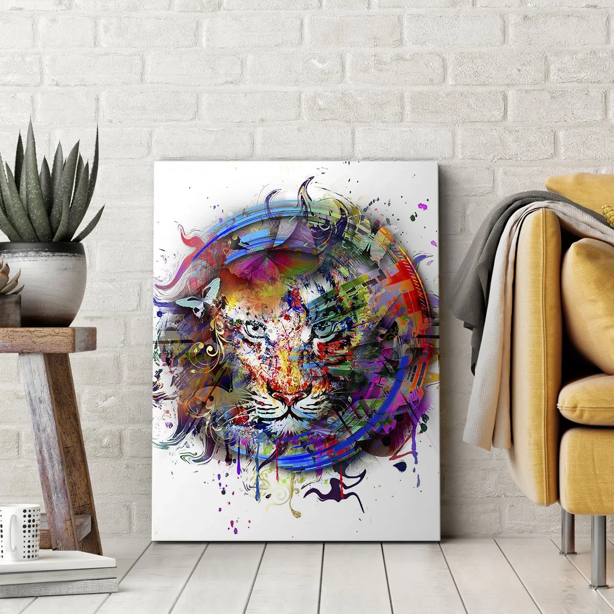 Tablou pe pânză - Ascunzându-se în spatele voalului curcubeu - 45x80 cm