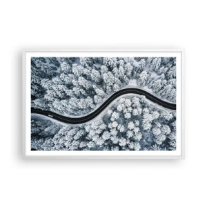 Poster în ramă albă - Prin pădurea de iarnă - 91x61 cm