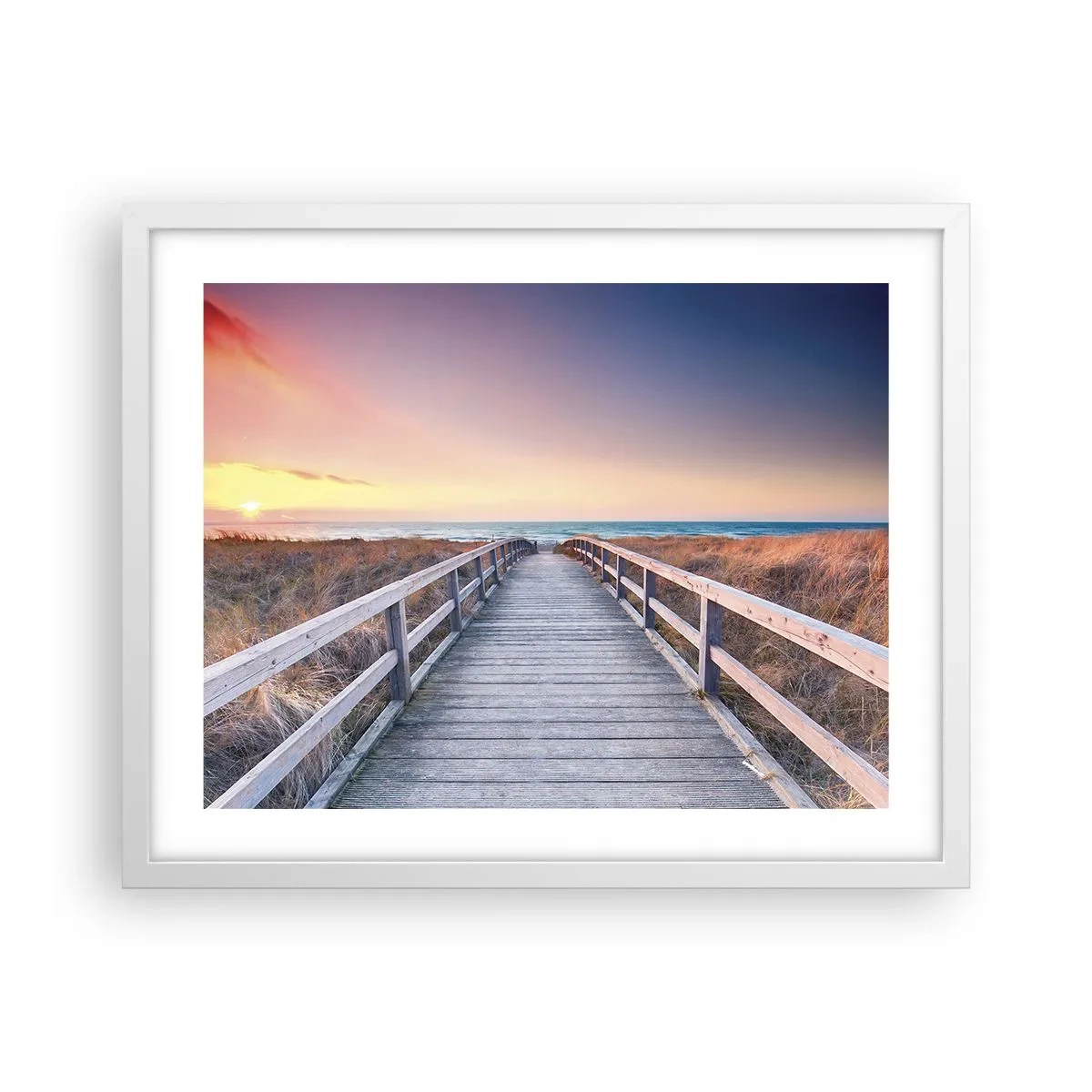 Poster în ramă albă - Aurora baltică de seară - 50x40 cm