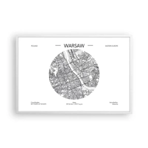 Poster în ramă albă - Anatomia Varșoviei - 91x61 cm