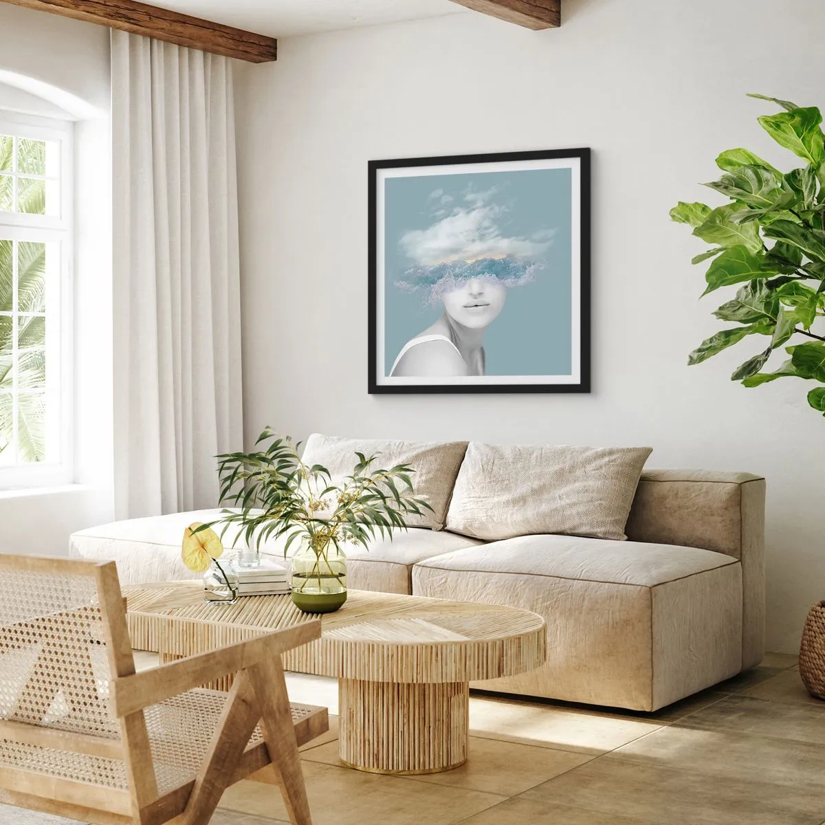 Poster în ramă neagră - Cu capul în nori - 40x40 cm