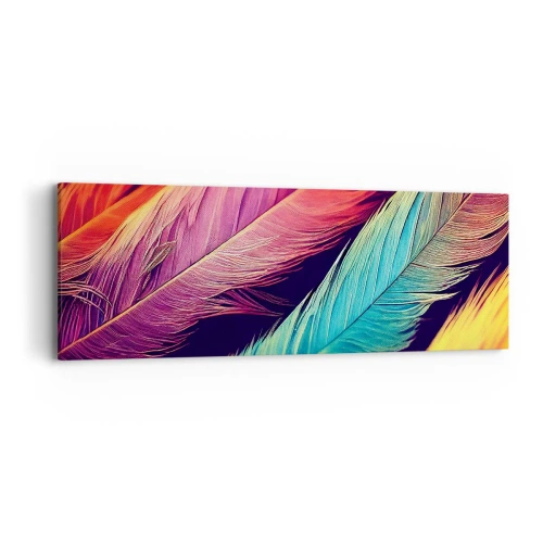 Tablou pe pânză - Curcubeu cu pene - 90x30 cm
