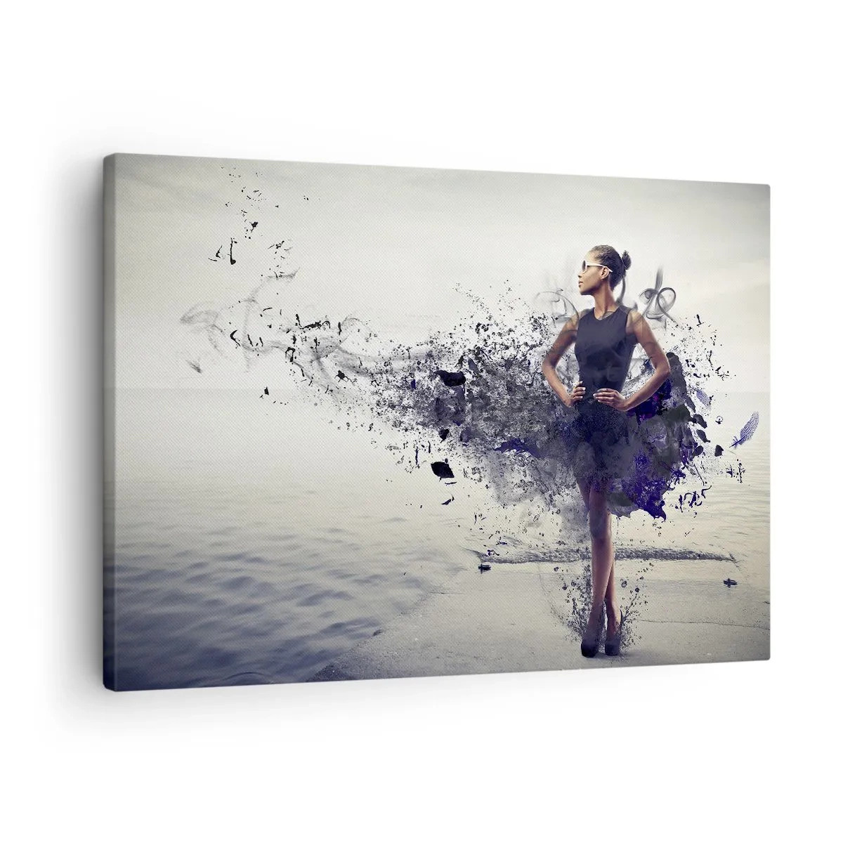 Tablou pe pânză Canvas - O femeie într-o compoziție artistică pe fundalul apei - 70x50cm - Venus africană - Decorațiune modernă pentru perete pentru living și dormitor ARTTOR
