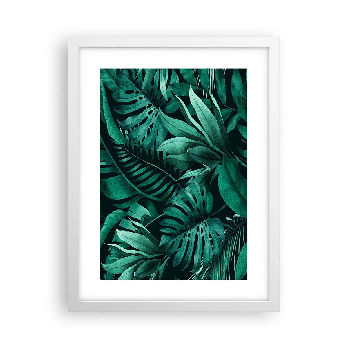 Poster în ramă albă - Profunzimea verdelui tropical - 30x40 cm