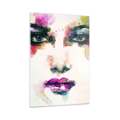 Tablou pe sticlă - Portret pictat cu un curcubeu - 50x70 cm