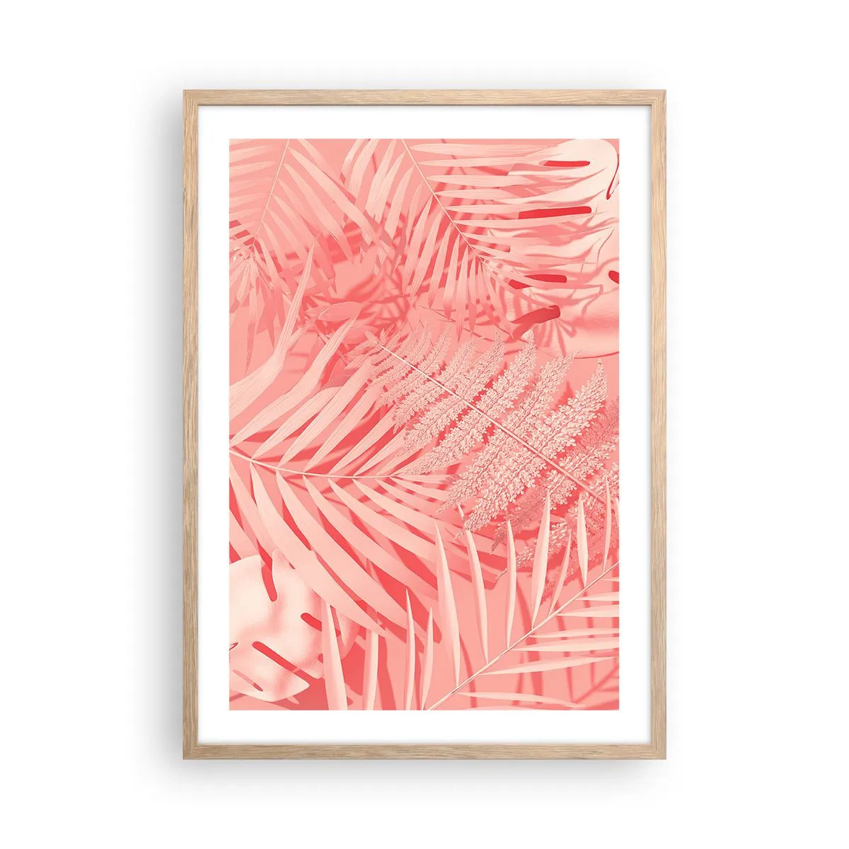 Poster în ramă de stejar deschis - Conceptul roz - 50x70 cm