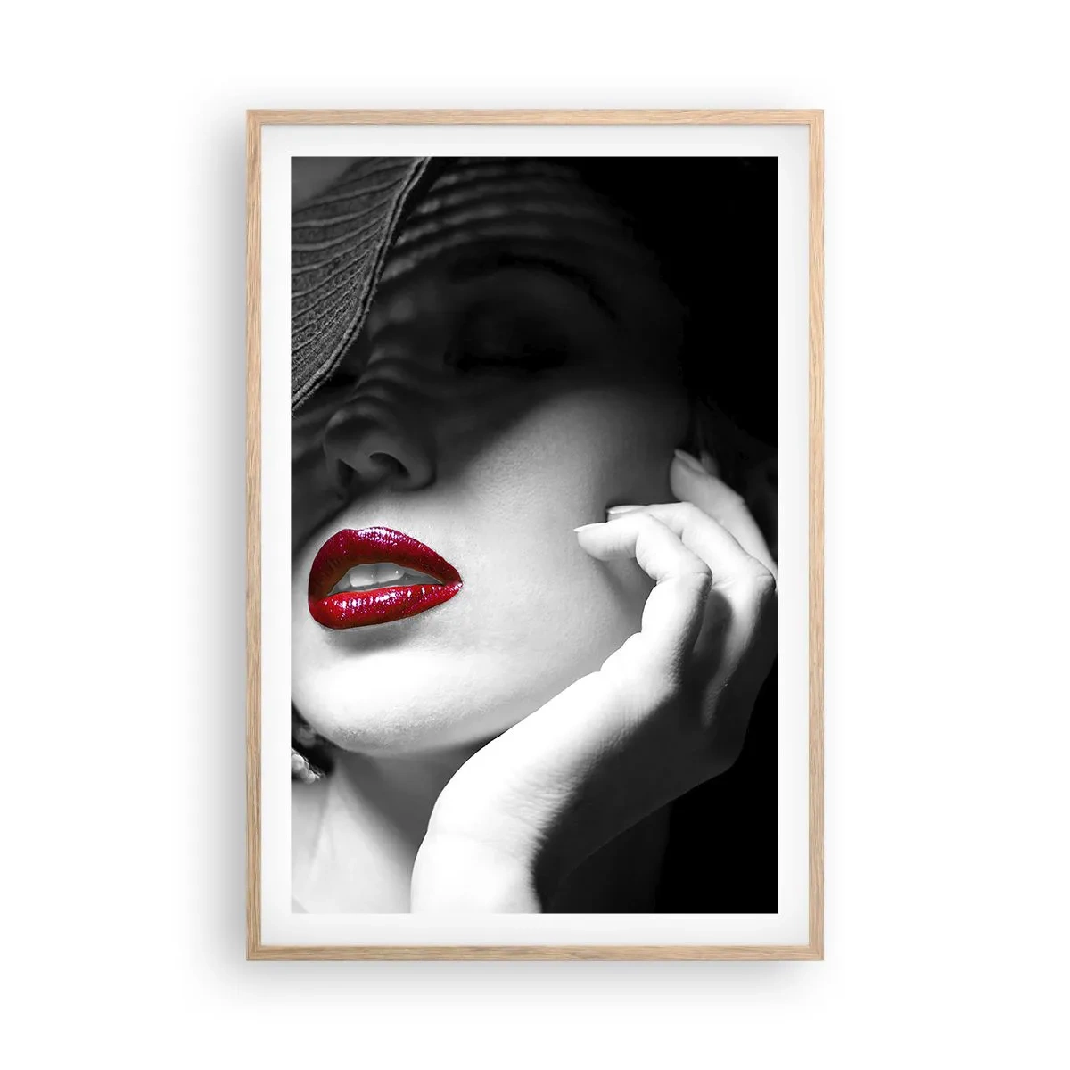 Poster în ramă de stejar deschis - Studiu în stacojiu - 61x91 cm