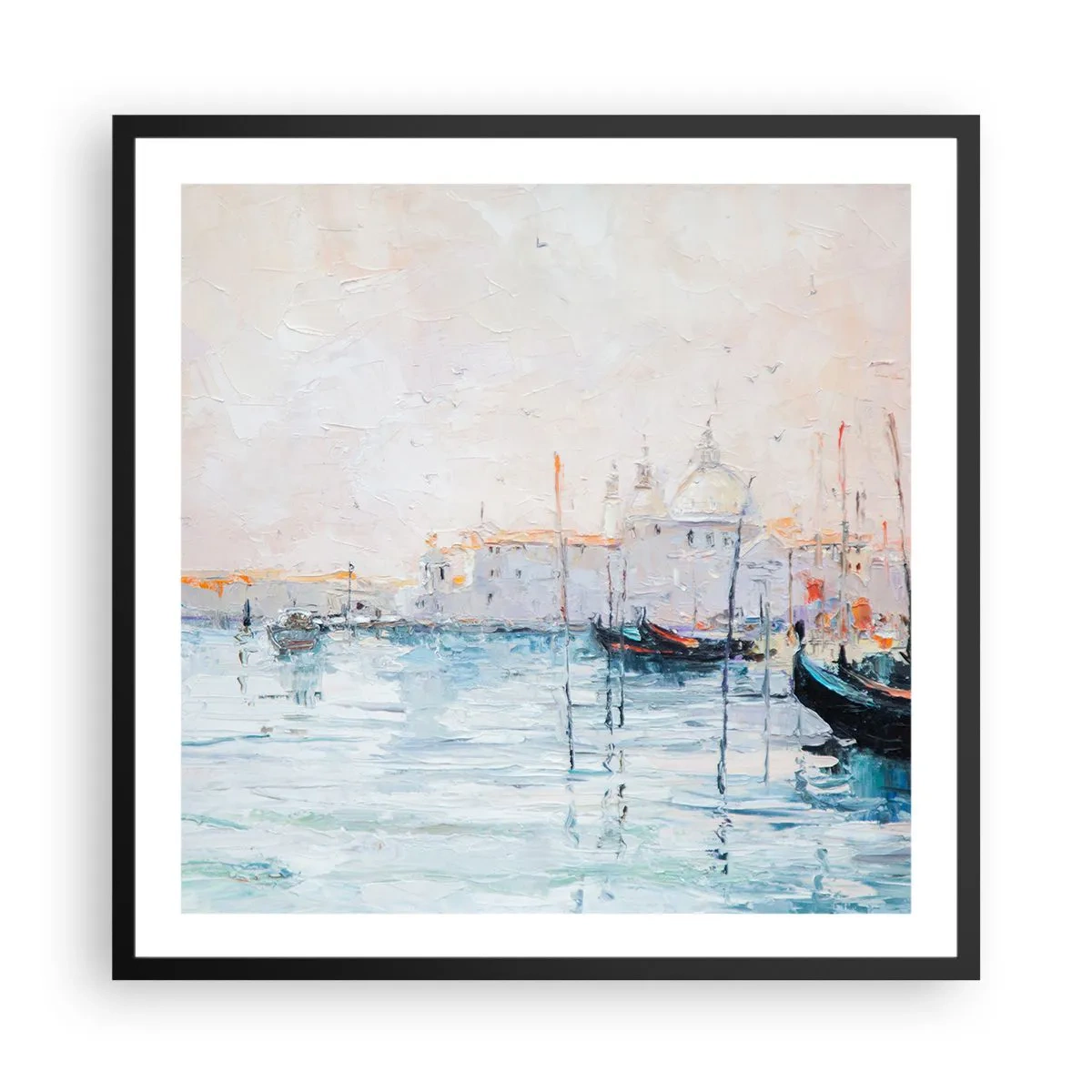 Poster în ramă neagră - În spatele apei, în spatele ceții - 60x60 cm