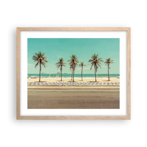 Poster în ramă de stejar deschis - La paza plajei - 50x40 cm