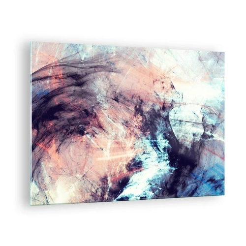 Tablou pe sticlă - Un amestec abstract de culori în tonuri pastelate și închise. - 70x50cm - Simte vântul - Decorațiune modernă pentru perete pentru living și dormitor ARTTOR
