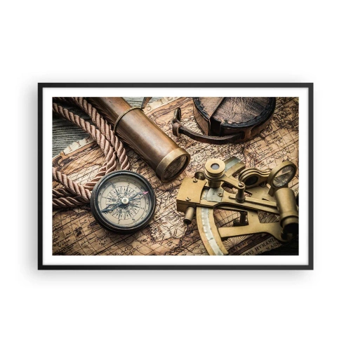 Poster în ramă neagră - Stabilește cursul - 91x61 cm