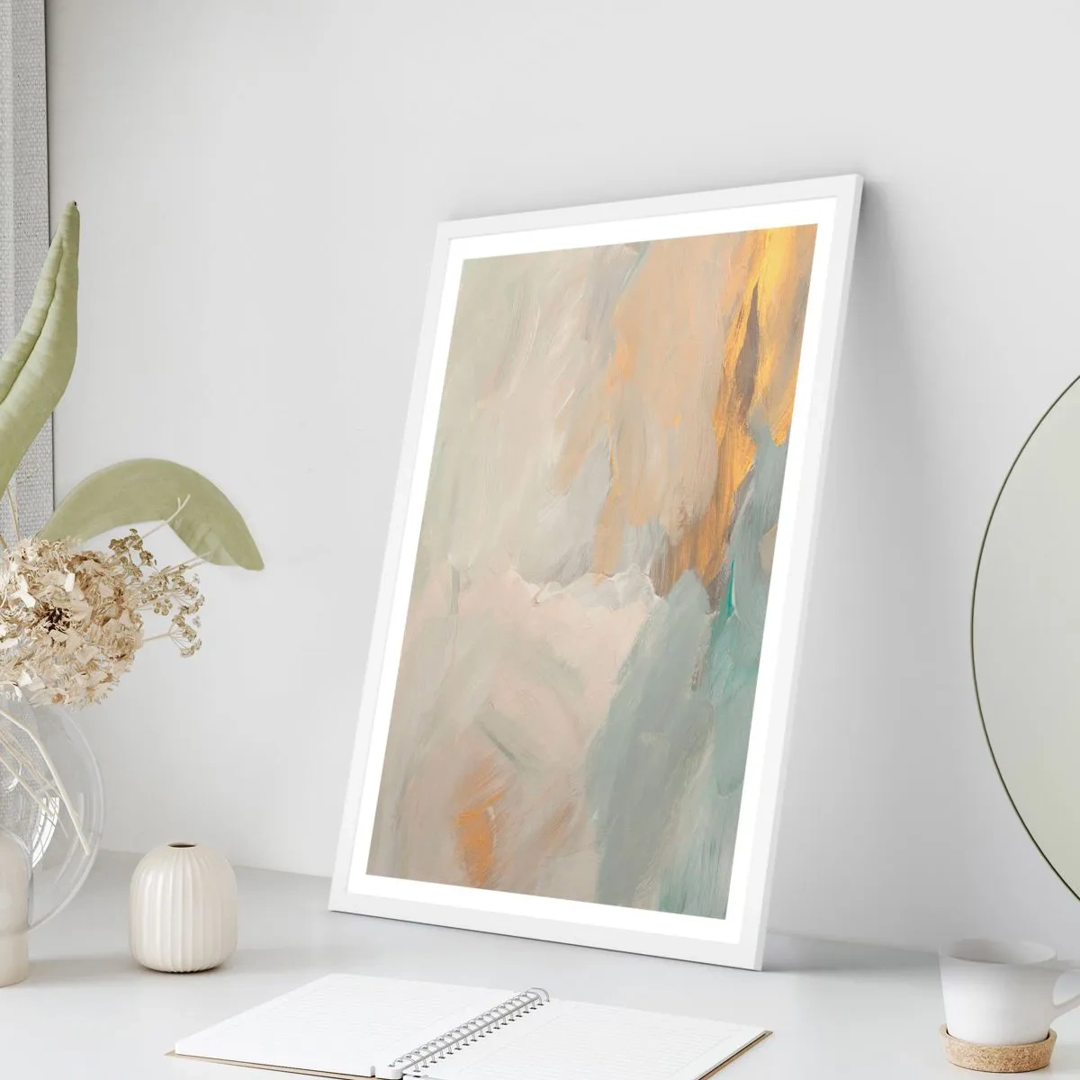 Poster în ramă albă - Abstracție - lumea blândeții - 50x70 cm