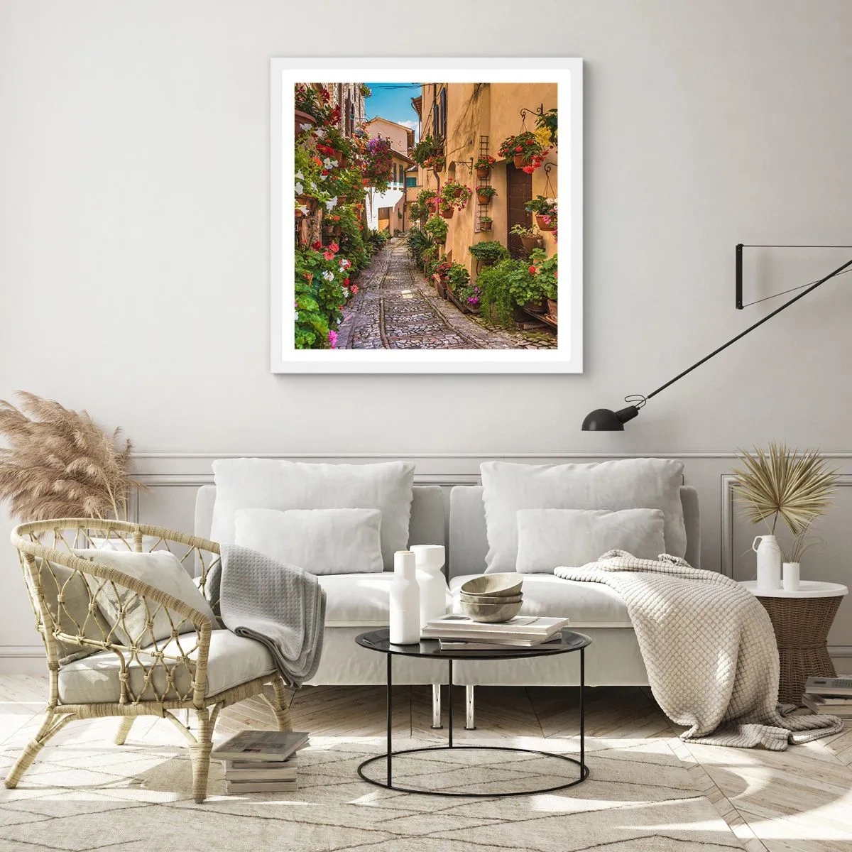 Poster în ramă albă - Străduță italiană - 50x50 cm