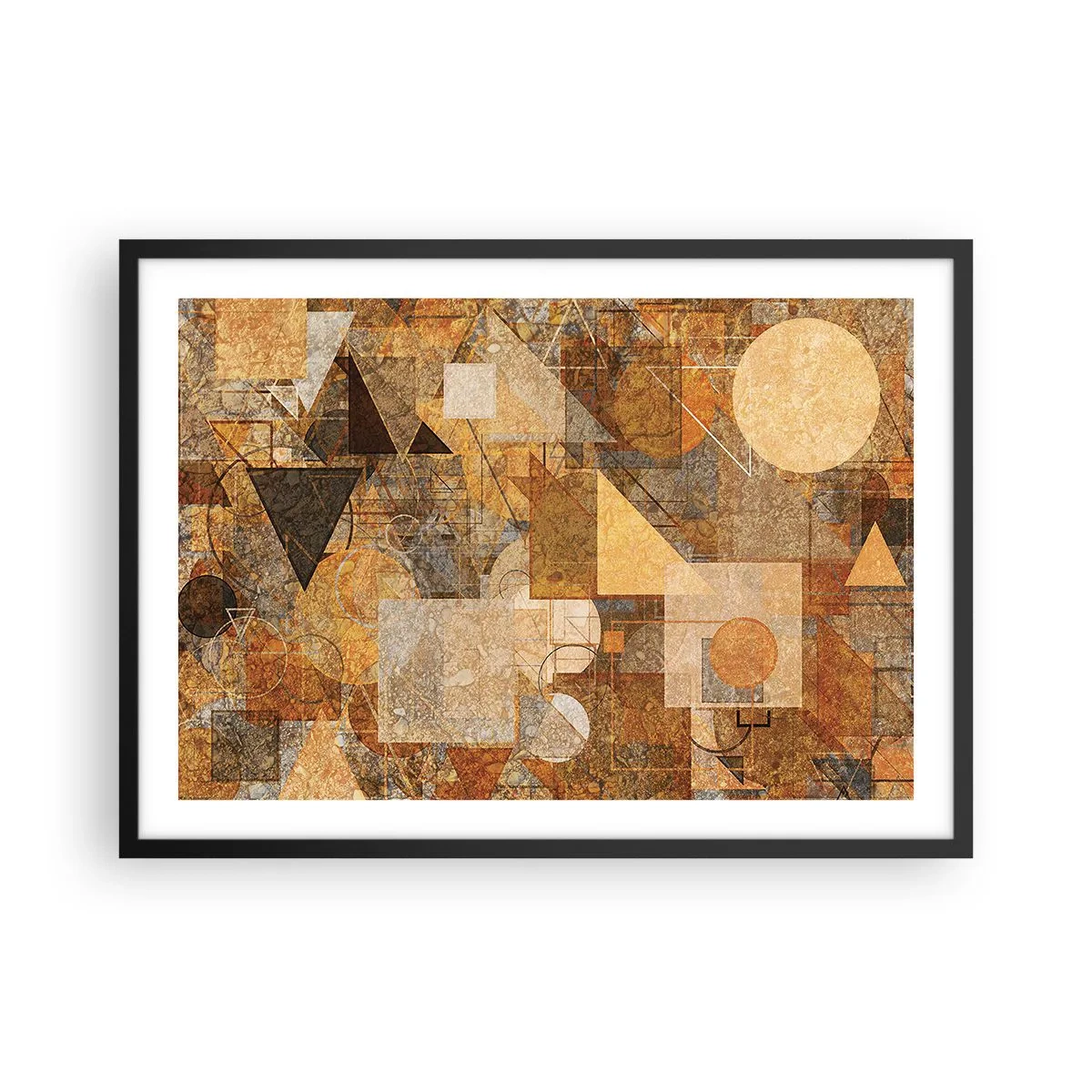 Poster în ramă neagră - Studiu cubist de bronz - 70x50 cm