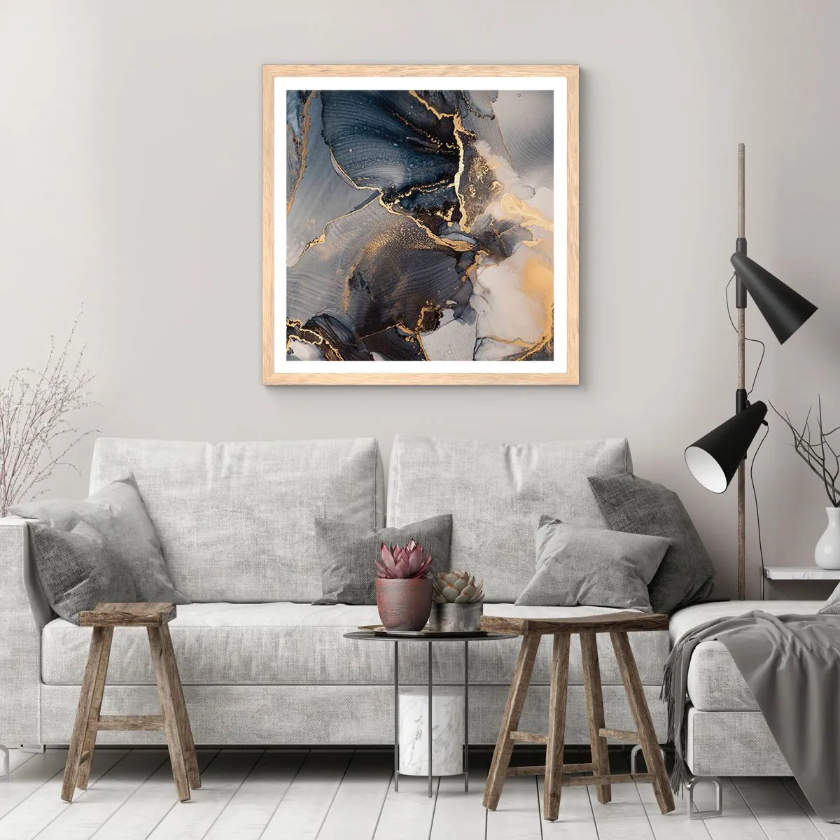 Poster în ramă de stejar deschis - Viața unei pietre - 60x60 cm