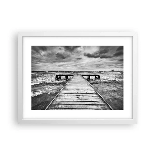 Poster în ramă albă - Aștept ca vântul să fugărească... - 40x30 cm