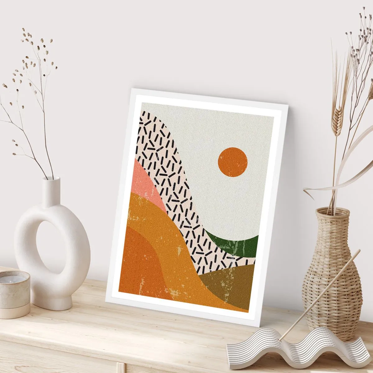 Poster în ramă albă - Abstracție solară - 30x40 cm