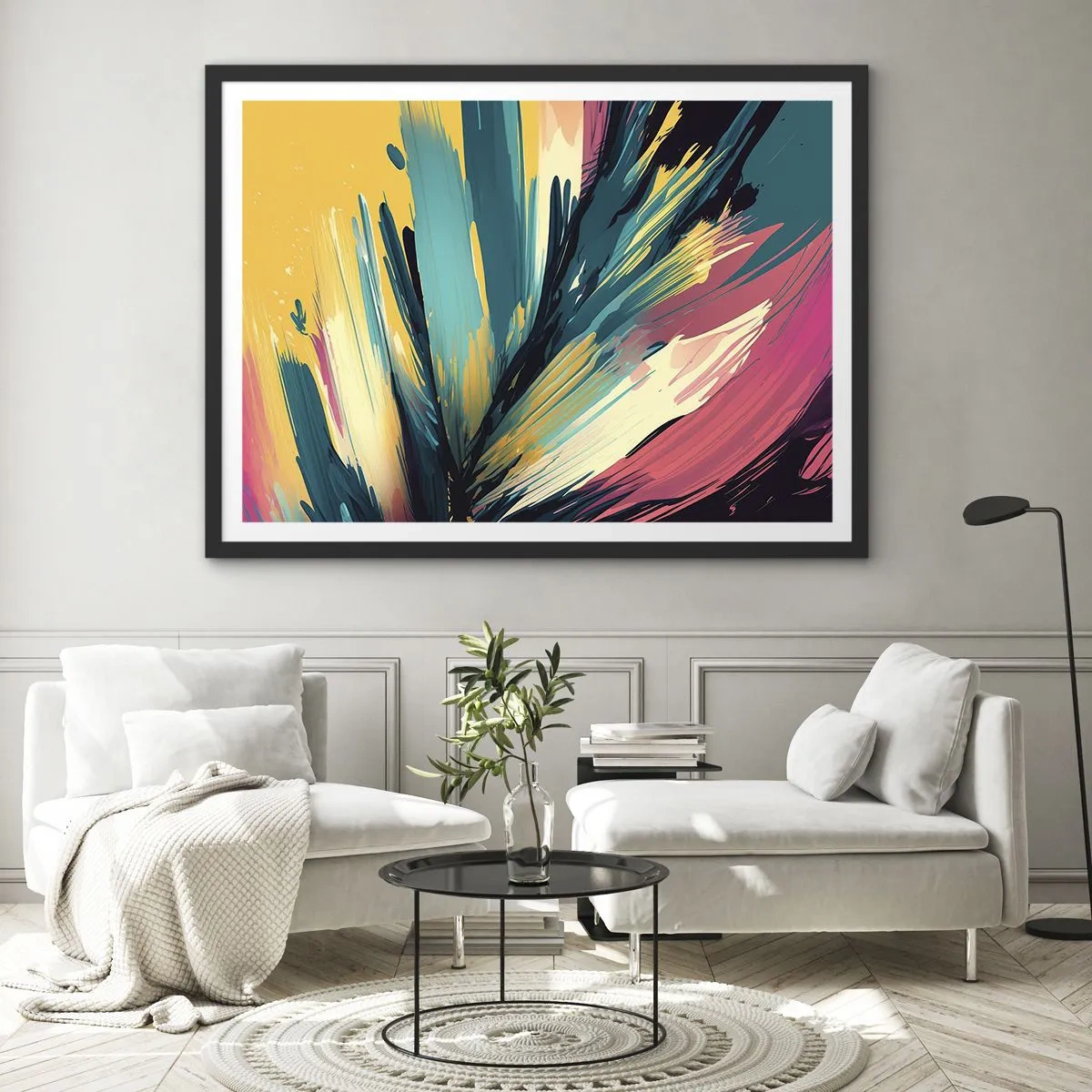 Poster în ramă neagră - Compoziția - o explozie de bucurie - 100x70 cm