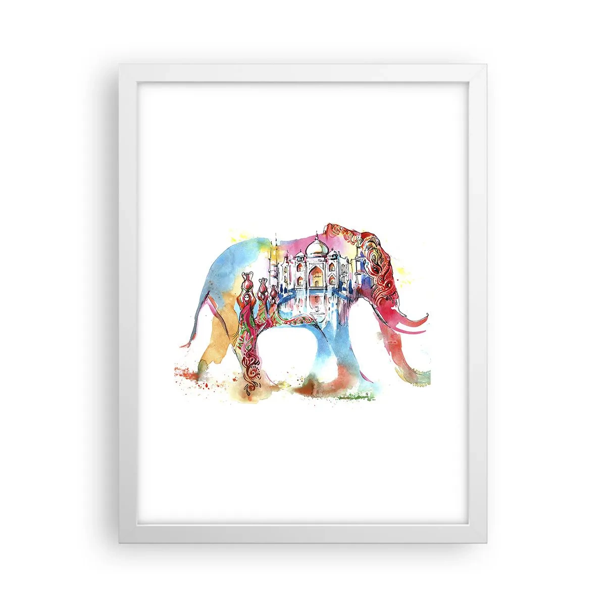 Poster în ramă albă - India - aura iubirii - 30x40 cm