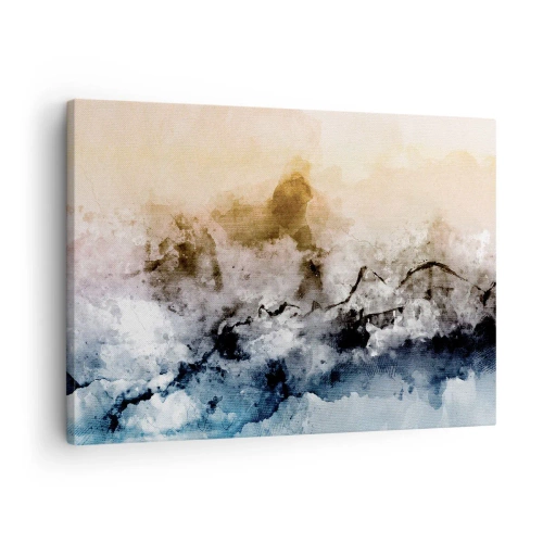 Tablou pe pânză Canvas - Peisaj abstract cu ceață și culori subtile - 70x50cm - Scufundate într-un vârtej de ceață - Decorațiune modernă pentru perete pentru living și dormitor ARTTOR