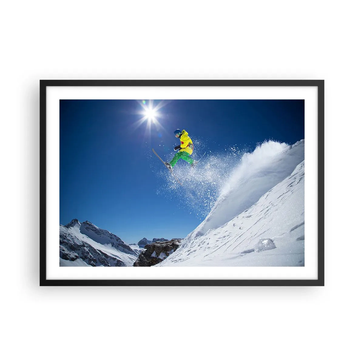 Poster în ramă neagră - Dansând cu munții - 70x50 cm
