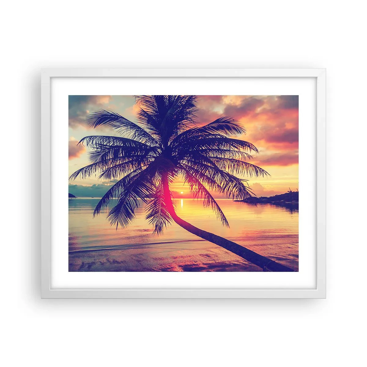 Poster în ramă albă - O seară sub palmieri - 50x40 cm