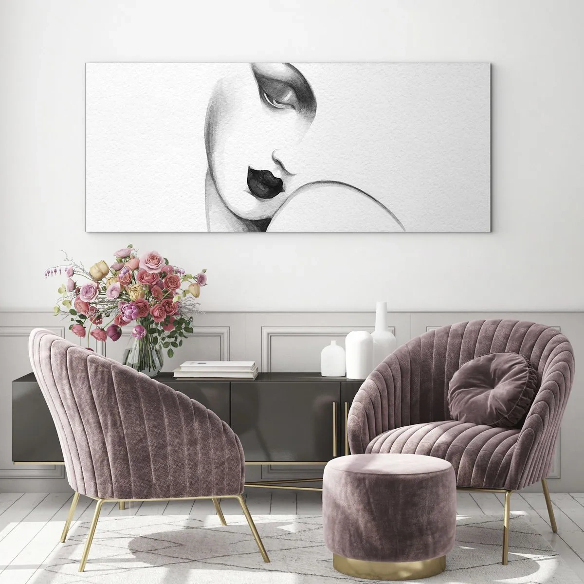 Tablou pe sticlă - În stilul Lempickei - 100x40 cm