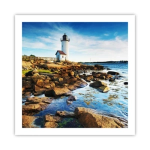 Poster - Întoarce-te acasă fericit, te aștept cu nerăbdare - 60x60 cm