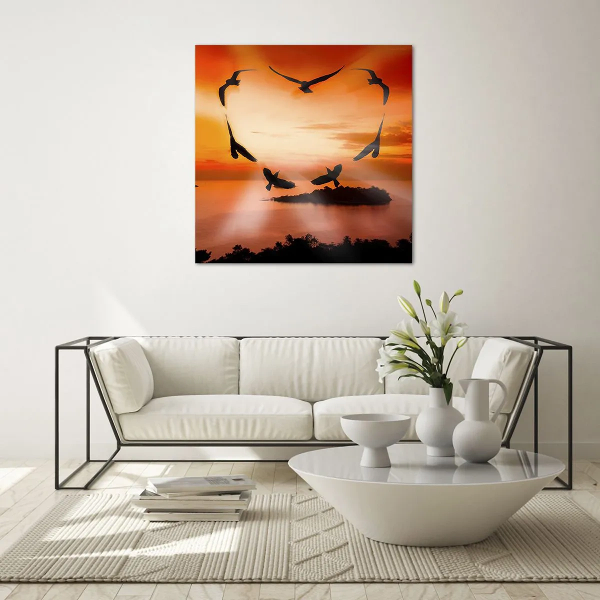 Tablou pe sticlă - Iubește lumea ca o pasăre - 70x70 cm