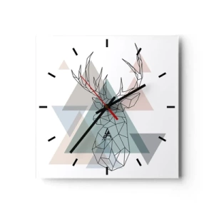 Ceas de perete - Ceas pe sticlă - Într-o pădure geometrică - 40x40 cm