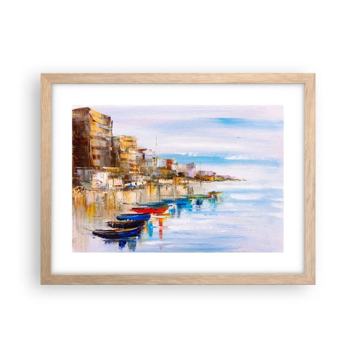 Poster în ramă de stejar deschis - Port urban multicolor - 40x30 cm