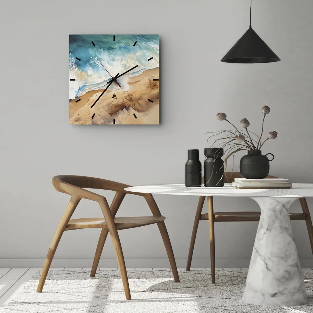 Ceas de perete - Ceas pe sticlă - Unda de întoarcere - 40x40 cm