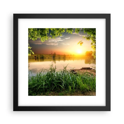 Poster în ramă neagră - Peisaj într-un cadru verde - 30x30 cm