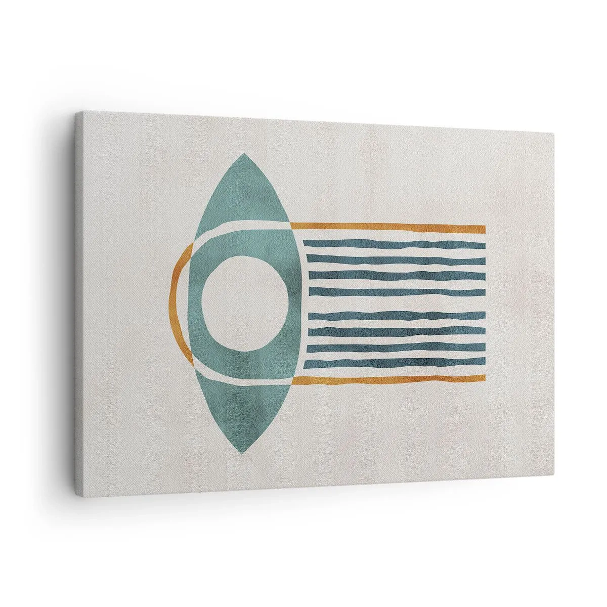 Tablou pe pânză Canvas - Model geometric în nuanțe de verde și portocaliu - 70x50cm - Semne și ritualuri - Decorațiune modernă pentru perete pentru living și dormitor ARTTOR