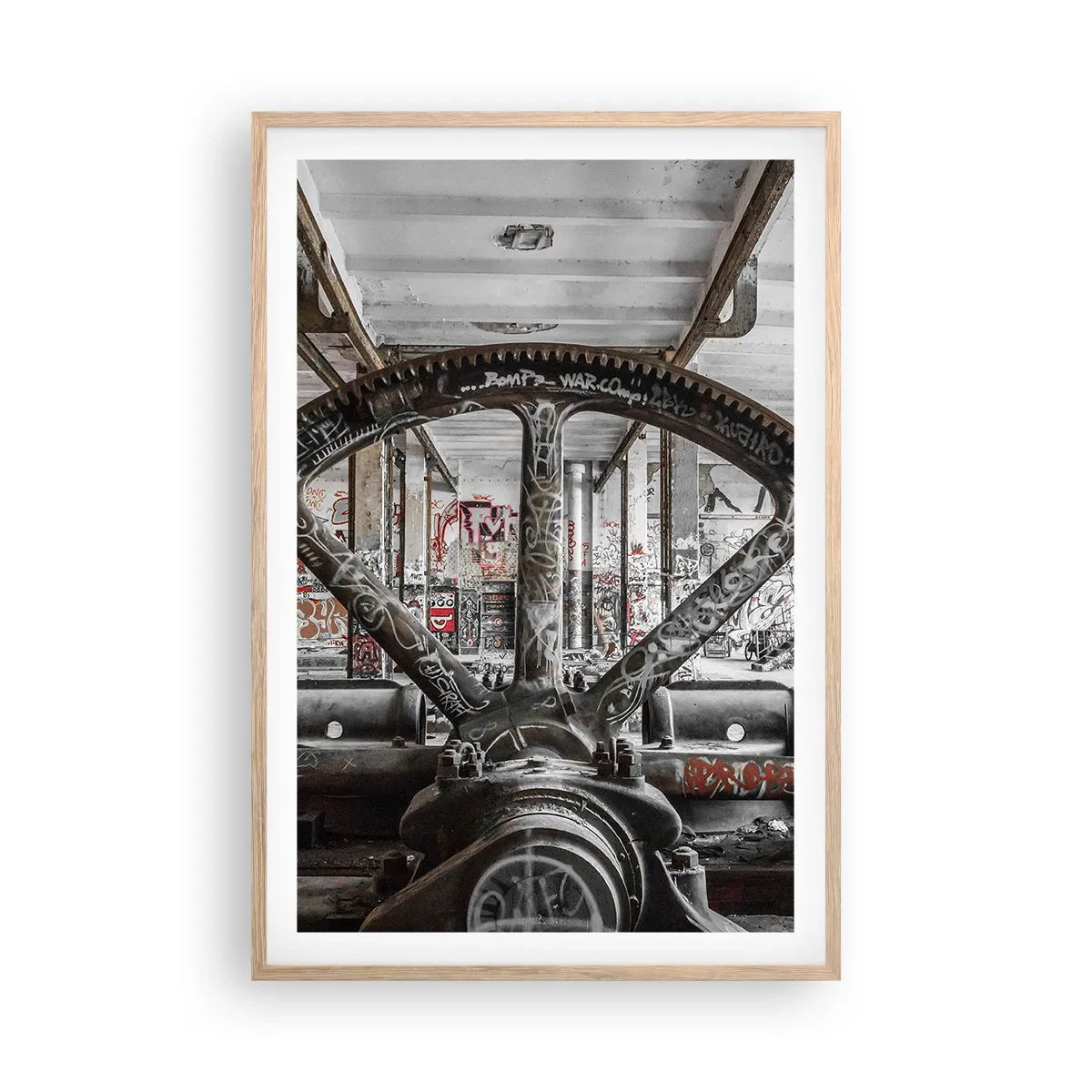 Poster în ramă de stejar deschis - Viața secretă a unei fabrici - 61x91 cm