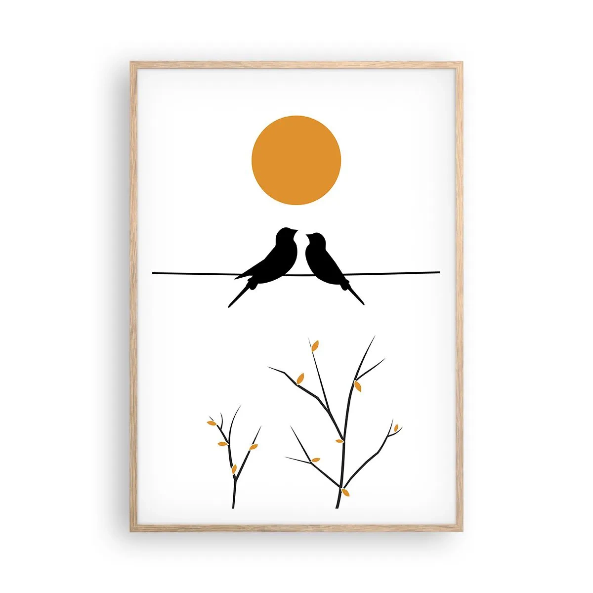 Poster în ramă de stejar deschis - Seară cu privighetori - 70x100 cm