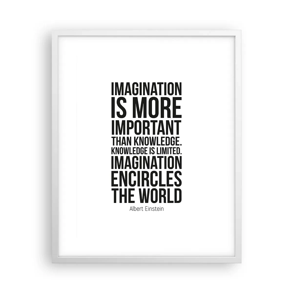 Poster în ramă albă - Einstein despre puterea imaginației - 40x50 cm