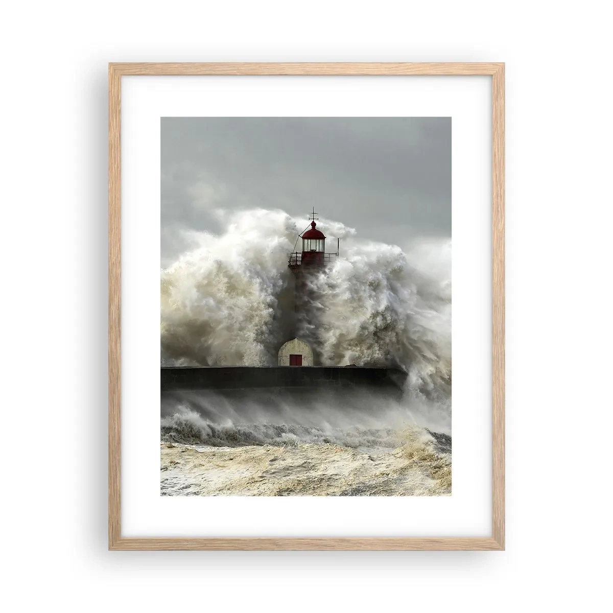 Poster în ramă de stejar deschis - Mânia oceanului - 40x50 cm