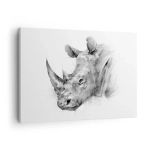 Tablou pe pânză Canvas - Portret artistic al unui rinocer în alb și negru - 70x50cm - Portret african - Decorațiune modernă pentru perete pentru living și dormitor ARTTOR