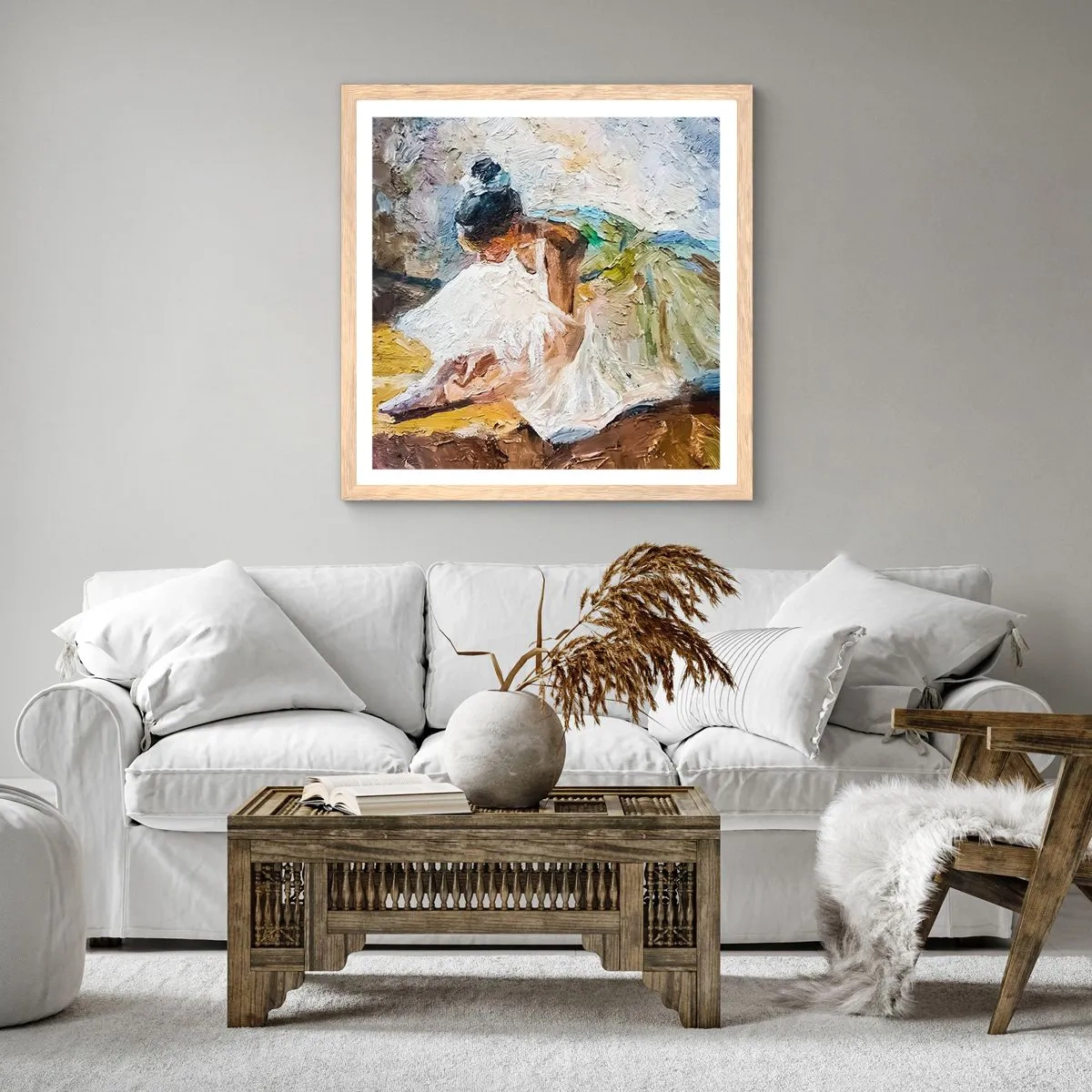 Poster în ramă de stejar deschis - Dintr-un tablou de Degas - 30x30 cm