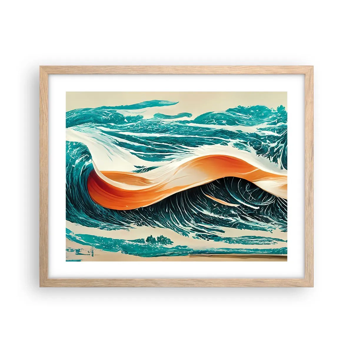 Poster în ramă de stejar deschis - Visul unui surfer - 50x40 cm