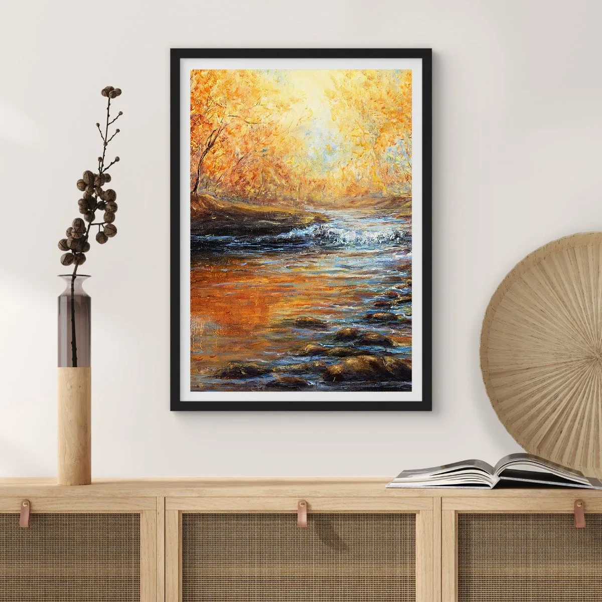 Poster în ramă neagră - Pârâul de aur - 40x50 cm