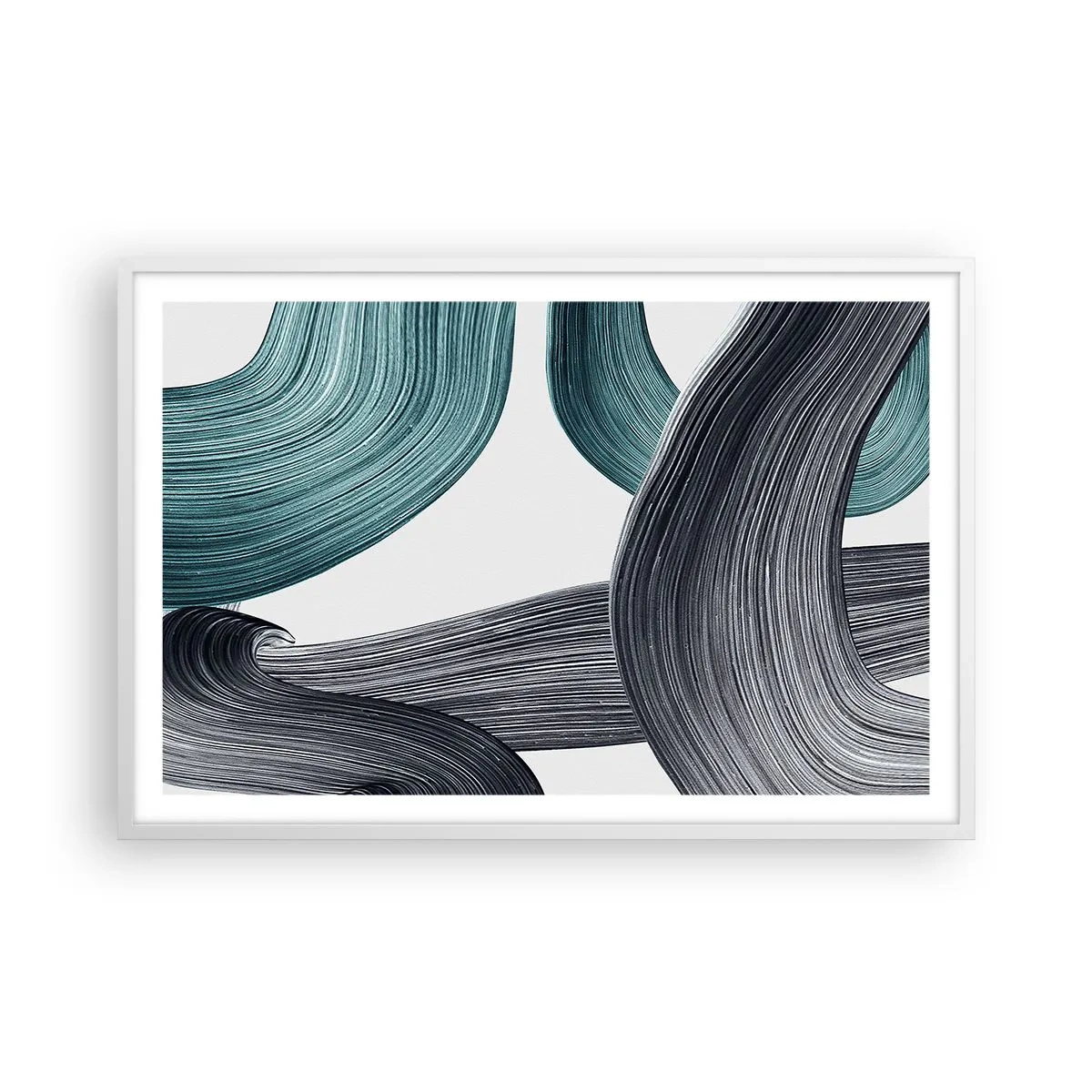 Poster în ramă albă - Trasee de smarald și negru - 91x61 cm