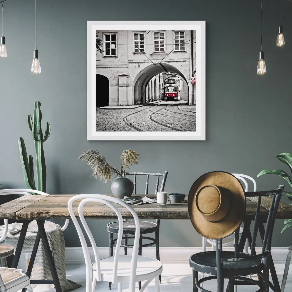 Poster în ramă albă - Printr-un labirint urban - 50x50 cm