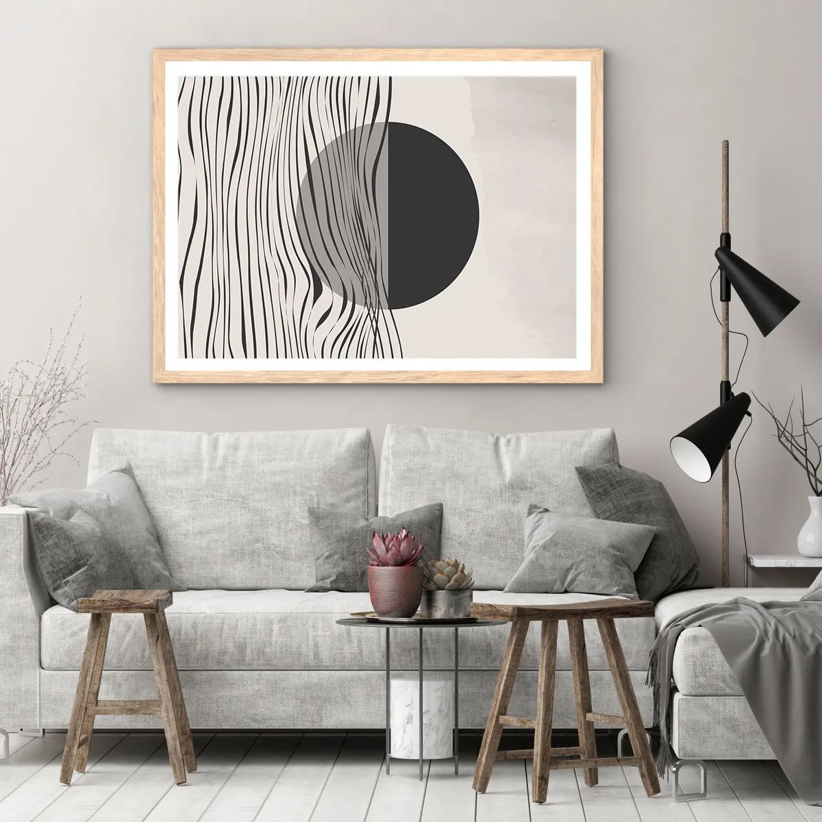 Poster în ramă de stejar deschis - Semicompunere - 100x70 cm