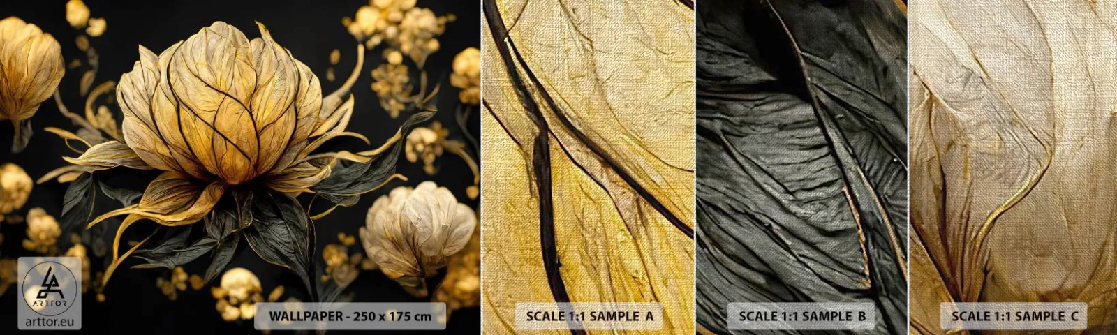 Mostră tapet Premium Canvas - Fragilitate subtilă - Floare, Art Deco, Glamour - 100x30 cm