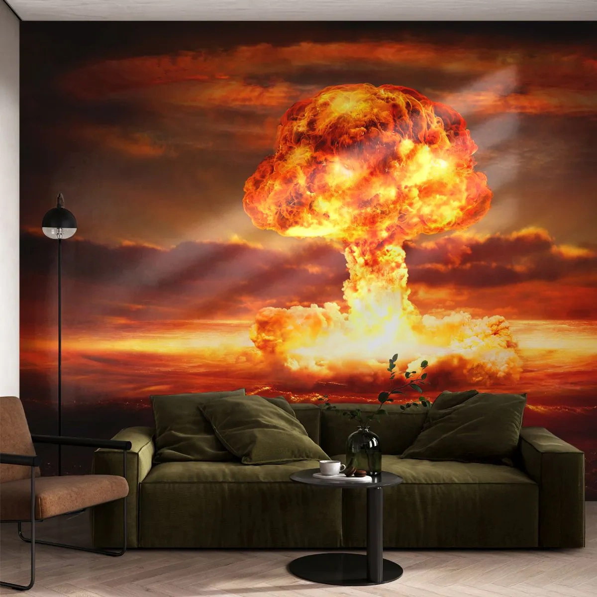 Tapet Premium Sand - Și sfârșitul va veni - Bombă atomică, Militar, Grafică - 150x105 cm