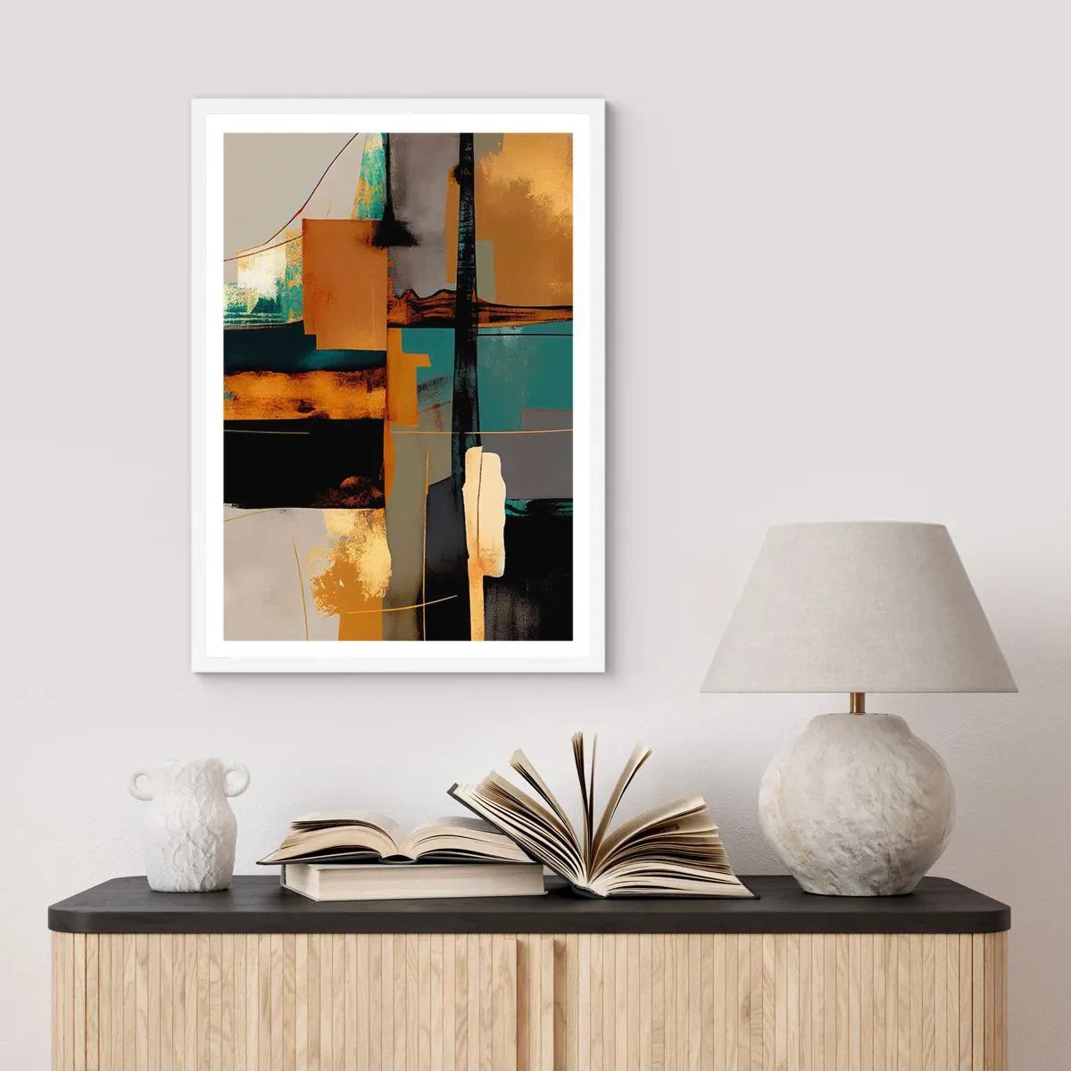 Poster în ramă albă - Abstracția - lumină și umbră - 40x50 cm