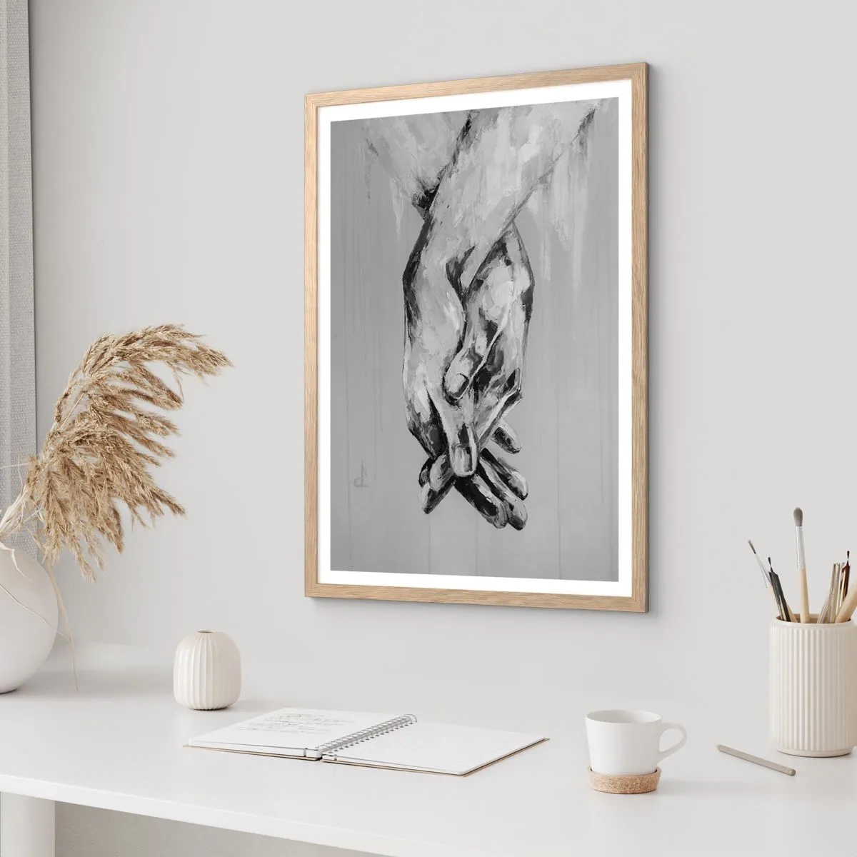 Poster în ramă de stejar deschis - Începutul... - 40x50 cm